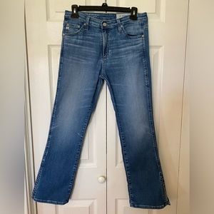 AG Adriano Goldschmied Jodi Crop Side Slit High Rise Flare Crop Jeans sz 28R